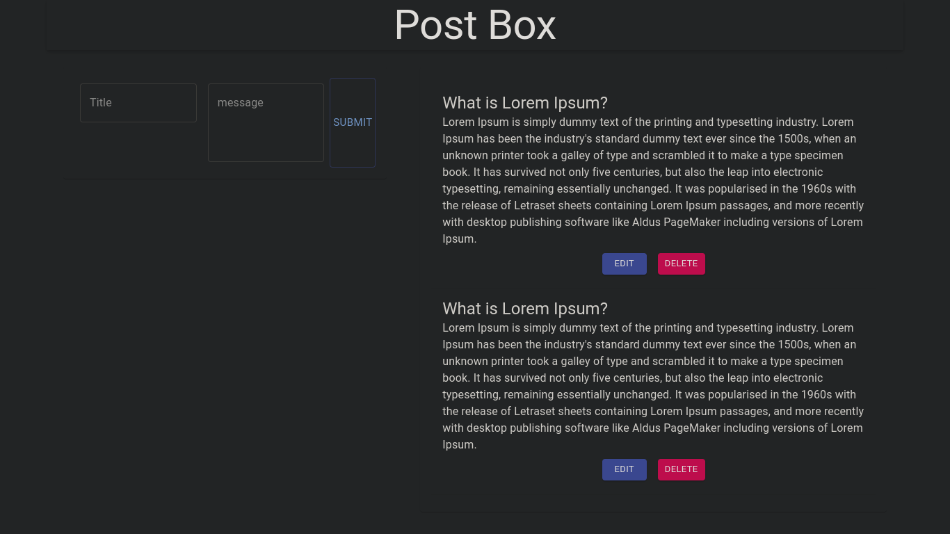 Post Box using MERN Stack CRUD